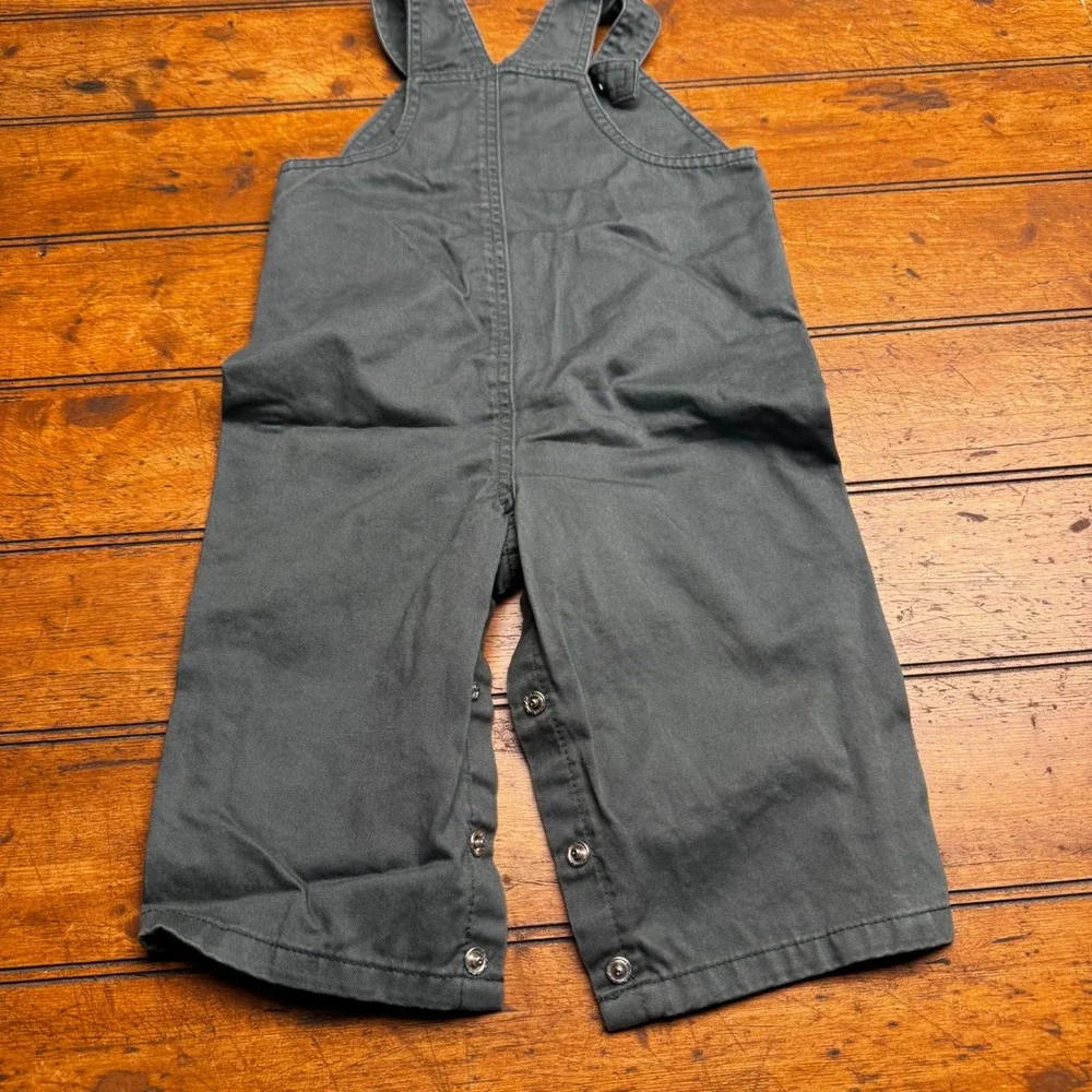 Carters Baby Boy Fox Embroidered Canvas Overalls Charcoal Gray‎ 18 Months